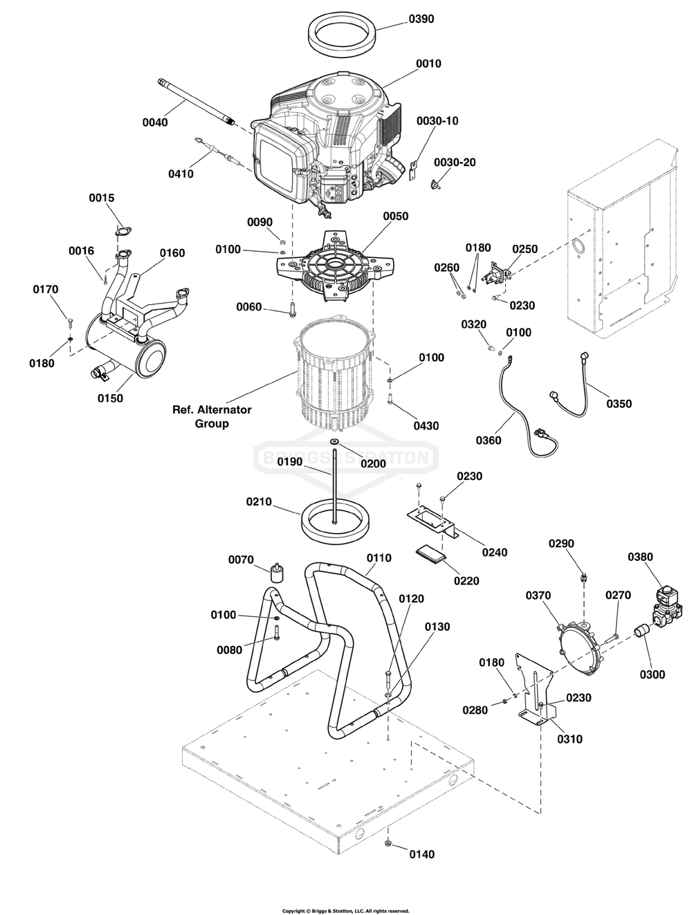 Power Group Diagram and Parts List for 040688-01  Briggs and Stratton Generator